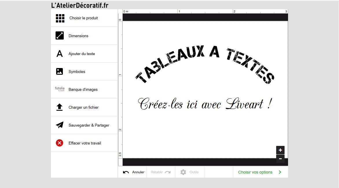 tableau à texte, démonstration sur le designer