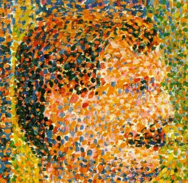 detail d'un tableau de Seurat pointillisme