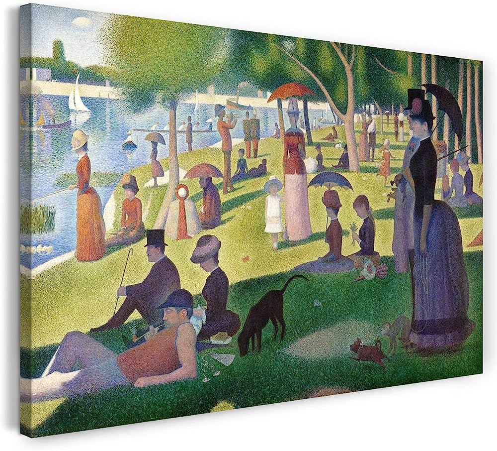 tableau de Seurat un dimanche après midi sur l'ile de la grande jatte